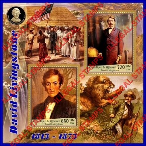 Djibouti 2019 David Livingstone Illegal Stamp Souvenir Sheet of 2 Djibouti 2019 David Livingstone Illegal Stamp Souvenir Sheet of 2
