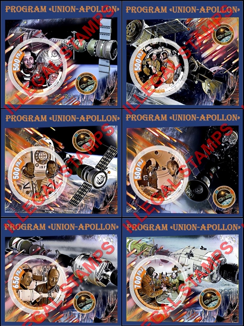 Djibouti 2019 Space Program Union-Apollo Union-Apollon Illegal Stamp Souvenir Sheets of 1 Djibouti 2019 Space Program Union-Apollo Union-Apollon Illegal Stamp Souvenir Sheets of 1