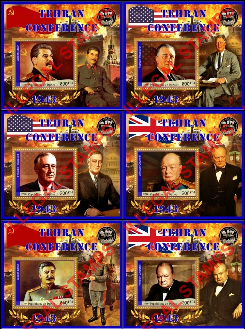Djibouti 2019 Tehran Conference Illegal Stamp Souvenir Sheets of 1 Djibouti 2019 Tehran Conference Illegal Stamp Souvenir Sheets of 1