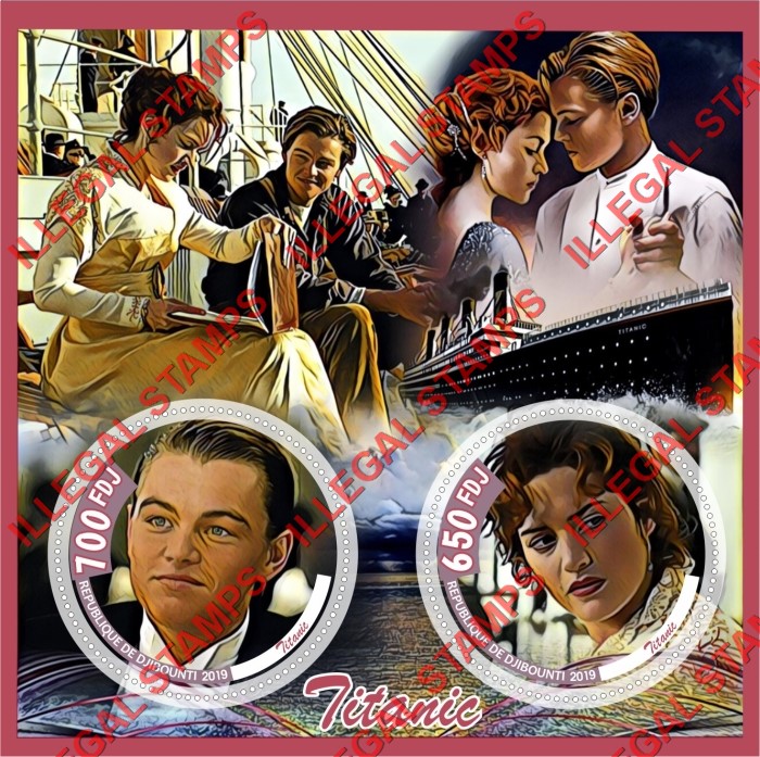 Djibouti 2019 Titanic Illegal Stamp Souvenir Sheet of 2 Djibouti 2019 Titanic Illegal Stamp Souvenir Sheet of 2