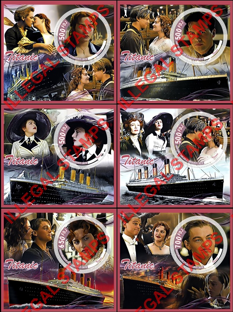 Djibouti 2019 Titanic Illegal Stamp Souvenir Sheets of 1 Djibouti 2019 Titanic Illegal Stamp Souvenir Sheets of 1