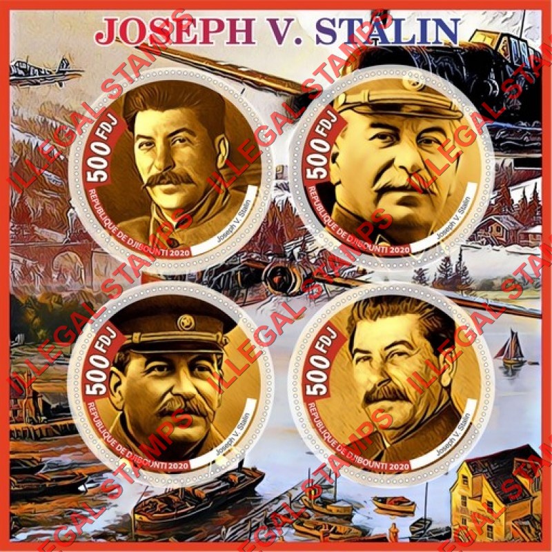 Djibouti 2020 Joseph Stalin (different a) Illegal Stamp Souvenir Sheet of 4 Djibouti 2020 Joseph Stalin (different a) Illegal Stamp Souvenir Sheet of 4