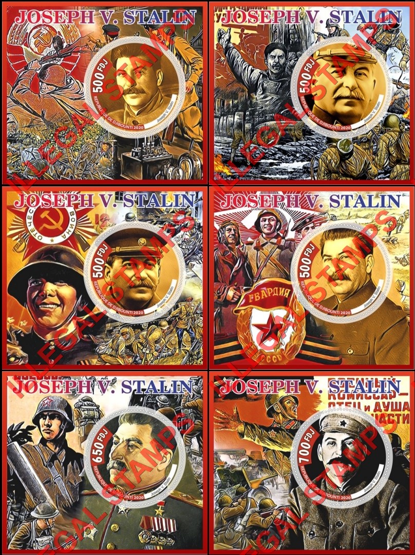 Djibouti 2020 Joseph Stalin (different a) Illegal Stamp Souvenir Sheets of 1 Djibouti 2020 Joseph Stalin (different a) Illegal Stamp Souvenir Sheets of 1