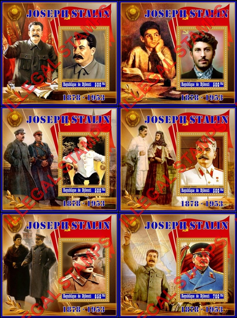 Djibouti 2020 Joseph Stalin Illegal Stamp Souvenir Sheets of 1 Djibouti 2020 Joseph Stalin Illegal Stamp Souvenir Sheets of 1