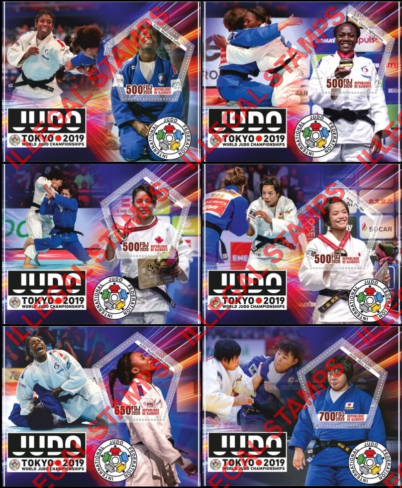 Djibouti 2020 Judo World Championships in 2019 Illegal Stamp Souvenir Sheets of 1 Djibouti 2020 Judo World Championships in 2019 Illegal Stamp Souvenir Sheets of 1