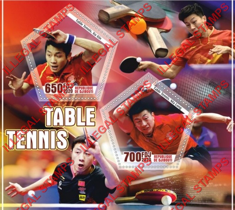 Djibouti 2020 Table Tennis Players Illegal Stamp Souvenir Sheet of 2 Djibouti 2020 Table Tennis Players Illegal Stamp Souvenir Sheet of 2