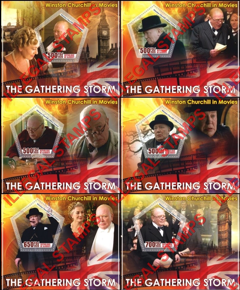 Djibouti 2020 The Gathering Storm Winston Churchill in Movies Illegal Stamp Souvenir Sheets of 1 Djibouti 2020 The Gathering Storm Winston Churchill in Movies Illegal Stamp Souvenir Sheets of 1