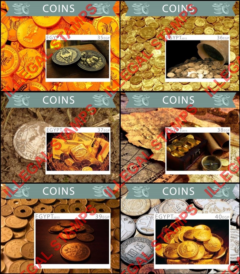 Egypt 2015 Coins Illegal Stamp Souvenir Sheets of 1