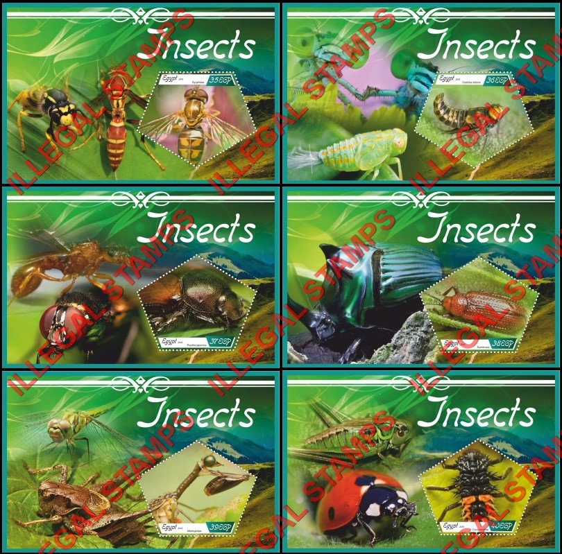 Egypt 2018 Insects Illegal Stamp Souvenir Sheets of 1 Egypt 2018 Insects Illegal Stamp Souvenir Sheets of 1