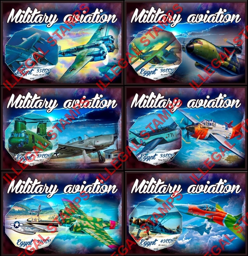 Egypt 2018 Military Aviation Illegal Stamp Souvenir Sheets of 1 Egypt 2018 Military Aviation Illegal Stamp Souvenir Sheets of 1