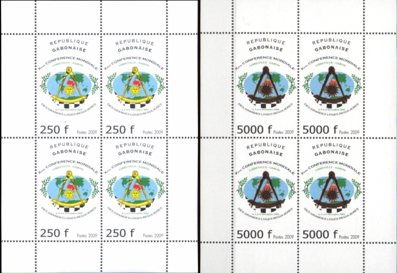 Gabon 2009 10th World Conference of Grand Lodges Scott Catalog No. 1080-1081 Gabon 2009 10th World Conference of Grand Lodges Scott Catalog No. 1080-1081