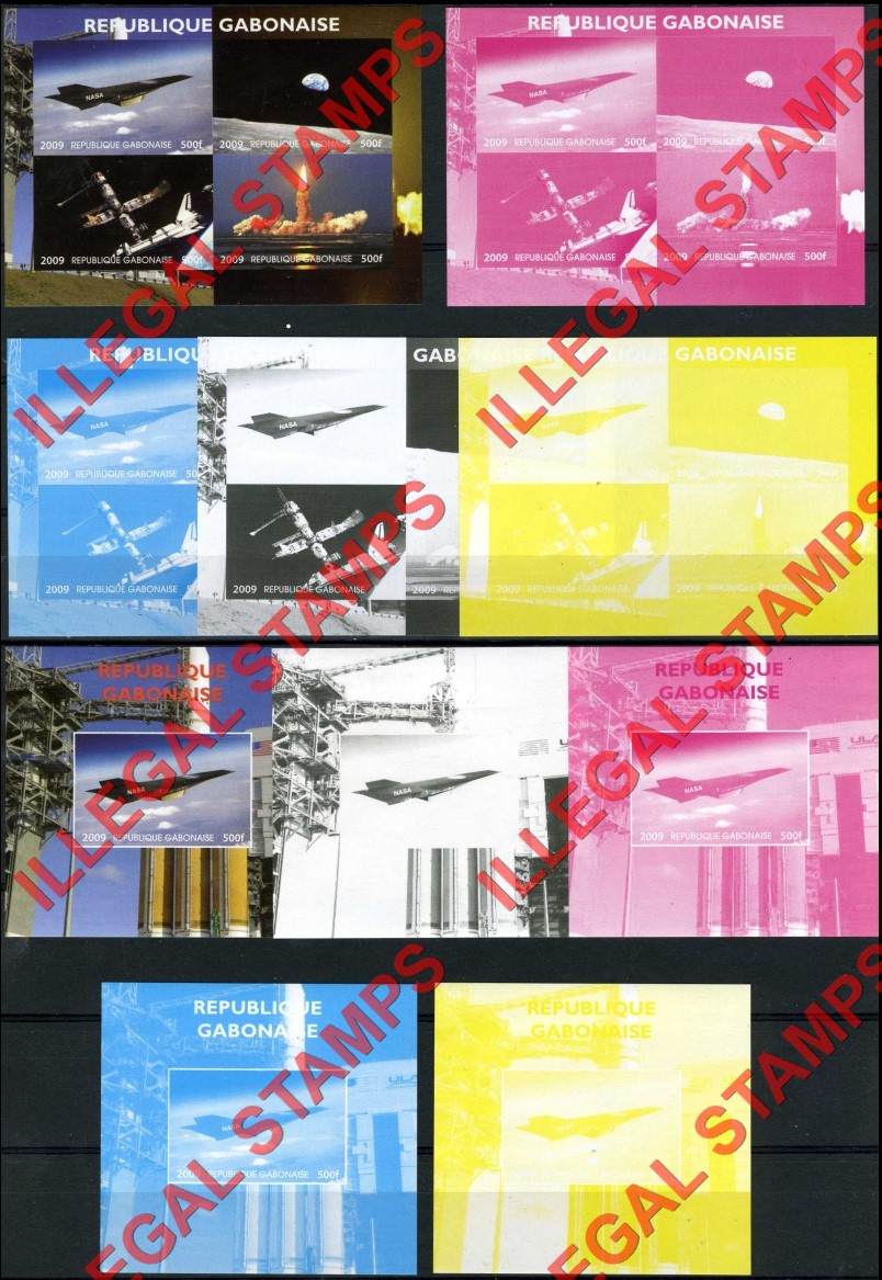 Gabon 2009 NASA Space Exploration Illegal Stamp Color Proof Sets Gabon 2009 NASA Space Exploration Illegal Stamp Color Proof Sets