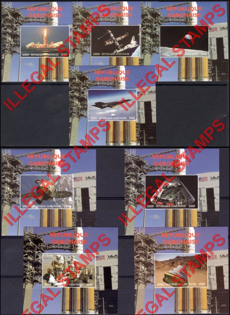 Gabon 2009 NASA Space Exploration Illegal Stamp Deluxe Souvenir Sheets of 1 Gabon 2009 NASA Space Exploration Illegal Stamp Deluxe Souvenir Sheets of 1
