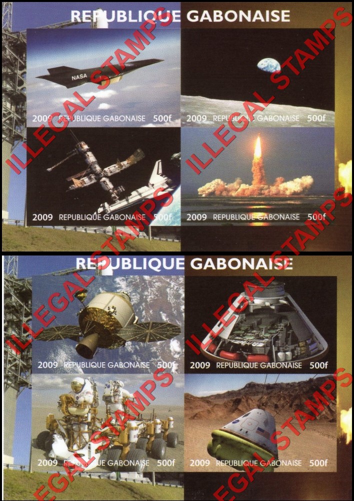 Gabon 2009 NASA Space Exploration Illegal Stamp Souvenir Sheets of 4 (Part 1) Gabon 2009 NASA Space Exploration Illegal Stamp Souvenir Sheets of 4 (Part 1)