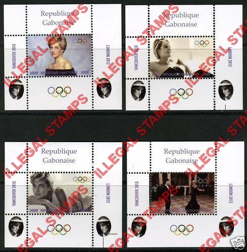 Gabon 2009 Princess Diana Illegal Stamp Deluxe Souvenir Sheets of 1 Gabon 2009 Princess Diana Illegal Stamp Deluxe Souvenir Sheets of 1