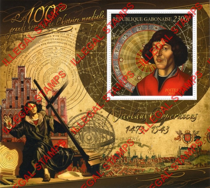 Gabon 2011 Nicolaus Copernicus Illegal Stamp Souvenir Sheet of 1 Gabon 2011 Nicolaus Copernicus Illegal Stamp Souvenir Sheet of 1