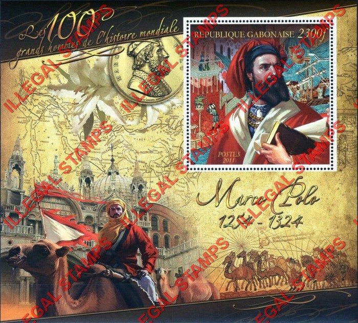 Gabon 2011 Marco Polo Illegal Stamp Souvenir Sheet of 1 Gabon 2011 Marco Polo Illegal Stamp Souvenir Sheet of 1