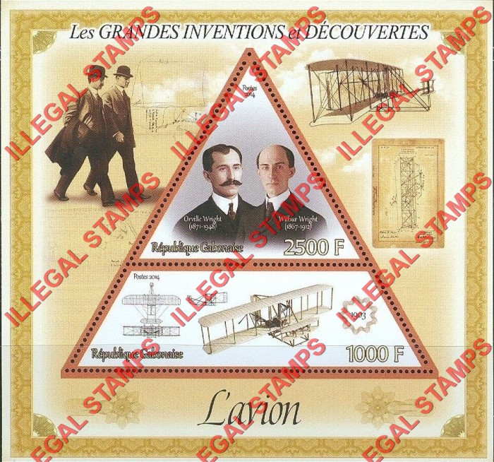 Gabon 2014 Great Inventions and Discoveries Airplane Wright Brothers Illegal Stamp Souvenir Sheet of 2 Gabon 2014 Great Inventions and Discoveries Airplane Wright Brothers Illegal Stamp Souvenir Sheet of 2
