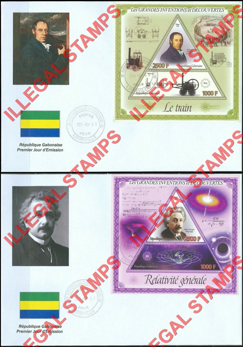 Gabon 2014 Great Inventions and Discoveries Counterfeit First Day Covers Gabon 2014 Great Inventions and Discoveries Counterfeit First Day Covers