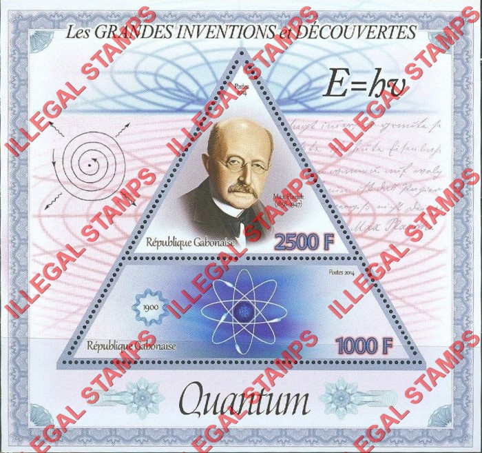 Gabon 2014 Great Inventions and Discoveries Quantum Physics Max Planck Illegal Stamp Souvenir Sheet of 2 Gabon 2014 Great Inventions and Discoveries Quantum Physics Max Planck Illegal Stamp Souvenir Sheet of 2