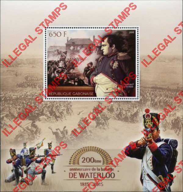 Gabon 2015 Battle of Waterloo Illegal Stamp Souvenir Sheet of 1 Gabon 2015 Battle of Waterloo Illegal Stamp Souvenir Sheet of 1