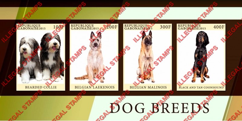Gabon 2015 Dogs Illegal Stamp Souvenir Sheet of 4 Gabon 2015 Dogs Illegal Stamp Souvenir Sheet of 4
