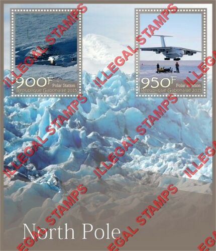Gabon 2015 North Pole Illegal Stamp Souvenir Sheet of 2 Gabon 2015 North Pole Illegal Stamp Souvenir Sheet of 2