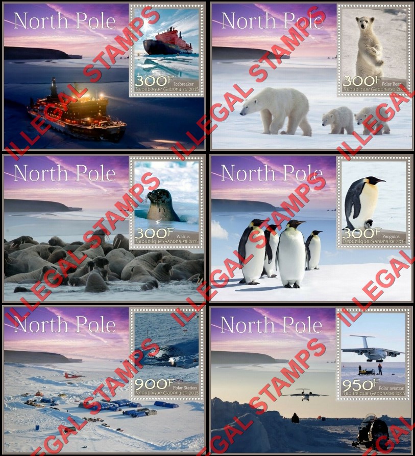 Gabon 2015 North Pole Illegal Stamp Souvenir Sheets of 1 Gabon 2015 North Pole Illegal Stamp Souvenir Sheets of 1