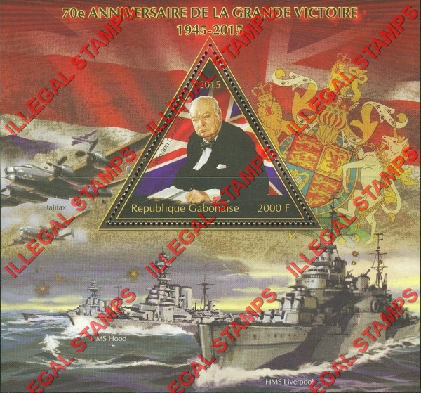 Gabon 2015 World War II Ending Winston Churchill Illegal Stamp Souvenir Sheet of 1 Gabon 2015 World War II Ending Winston Churchill Illegal Stamp Souvenir Sheet of 1