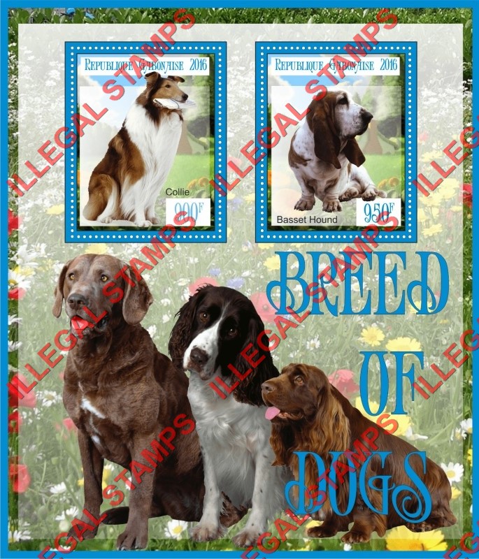 Gabon 2016 Dogs (different a) Illegal Stamp Souvenir Sheet of 2 Gabon 2016 Dogs (different a) Illegal Stamp Souvenir Sheet of 2