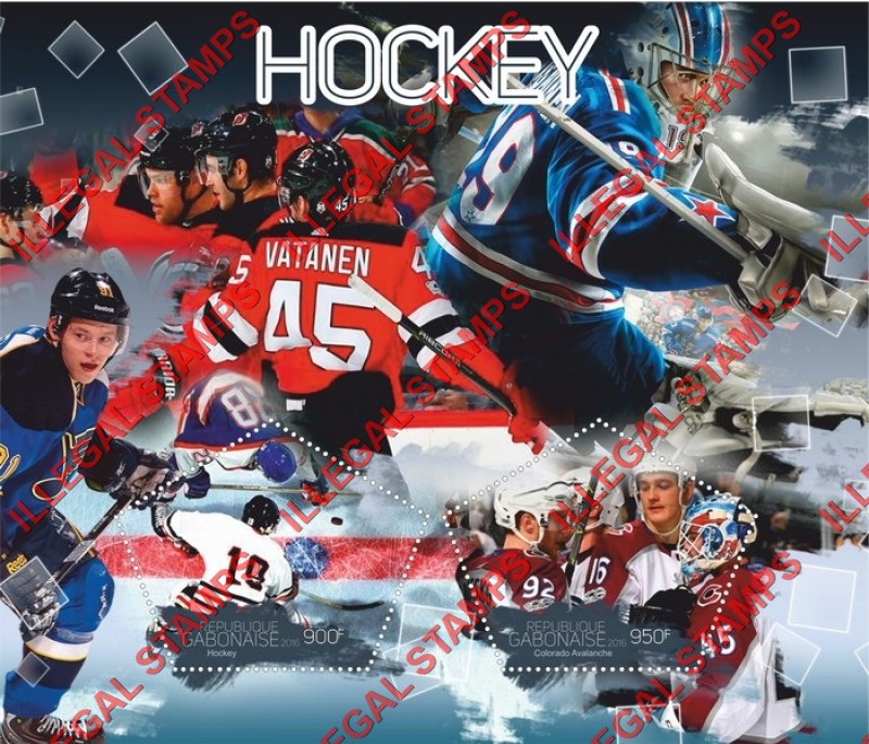 Gabon 2016 Hockey Illegal Stamp Souvenir Sheet of 2 Gabon 2016 Hockey Illegal Stamp Souvenir Sheet of 2
