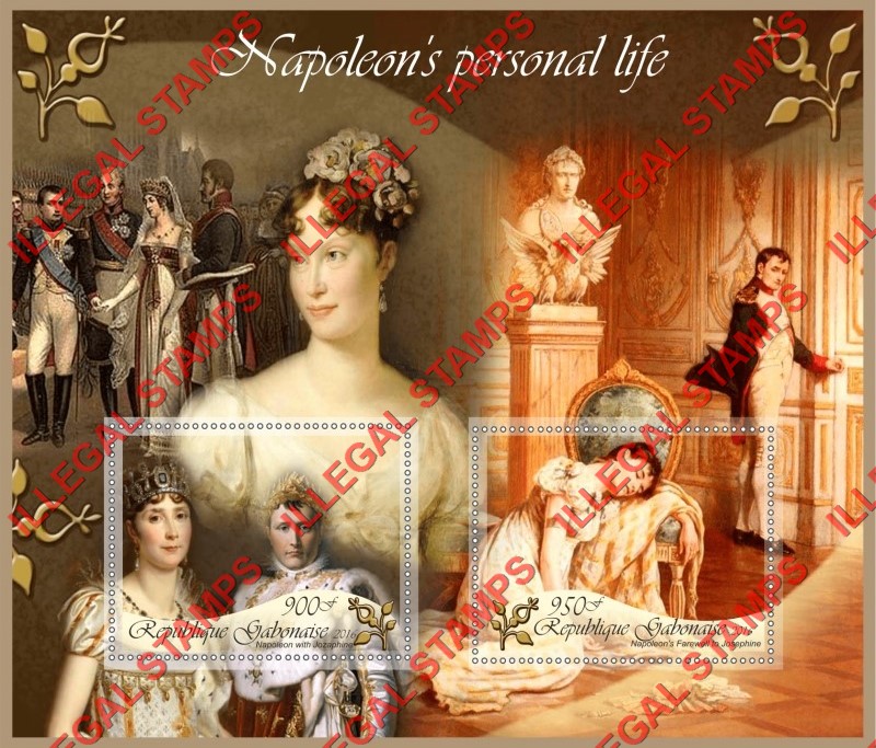Gabon 2016 Napoleon Bonaparte Personal Life (different a) Illegal Stamp Souvenir Sheet of 2 Gabon 2016 Napoleon Bonaparte Personal Life (different a) Illegal Stamp Souvenir Sheet of 2