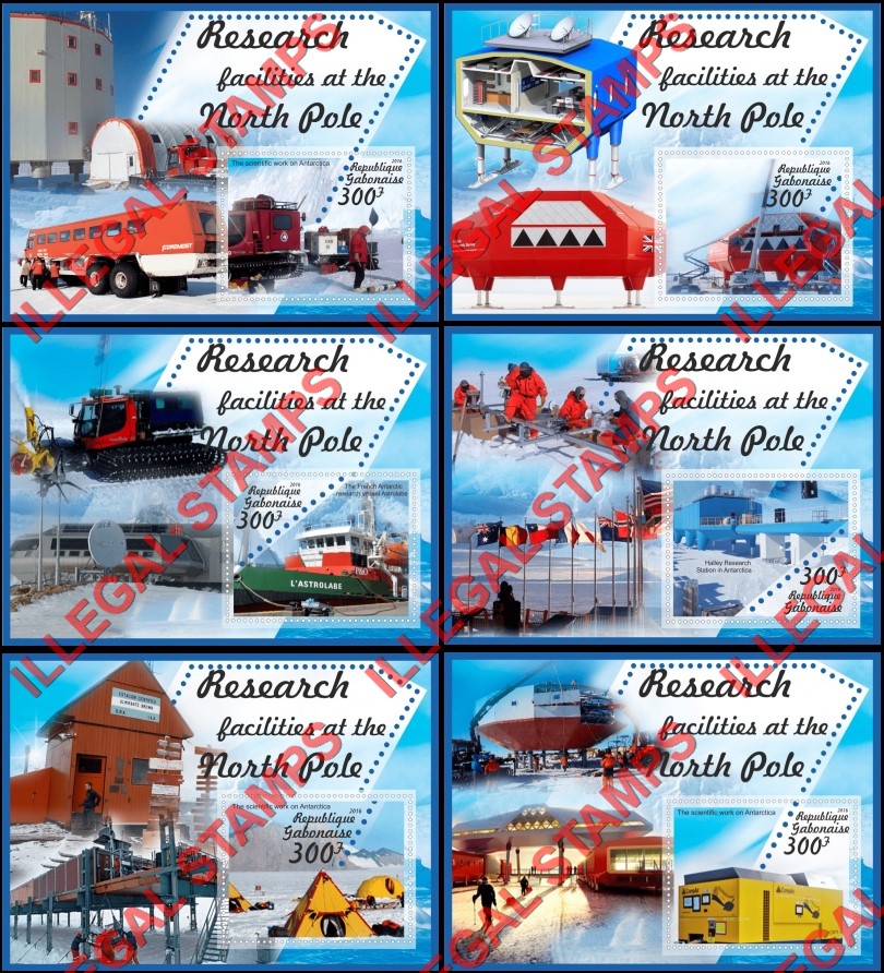 Gabon 2016 North Pole Research Facilities Illegal Stamp Souvenir Sheets of 1 Gabon 2016 North Pole Research Facilities Illegal Stamp Souvenir Sheets of 1