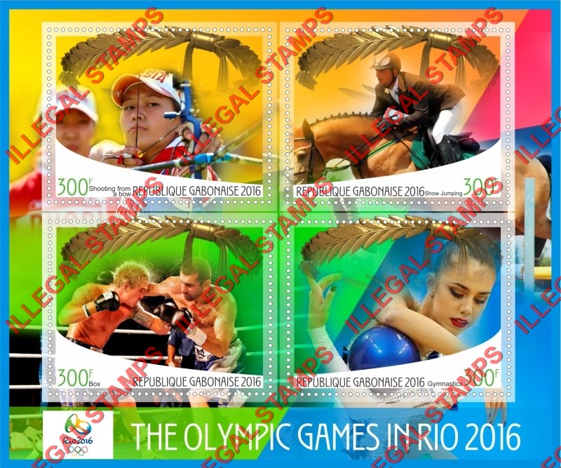 Gabon 2016 Olympic Games in Rio (different) Illegal Stamp Souvenir Sheet of 4 Gabon 2016 Olympic Games in Rio (different) Illegal Stamp Souvenir Sheet of 4