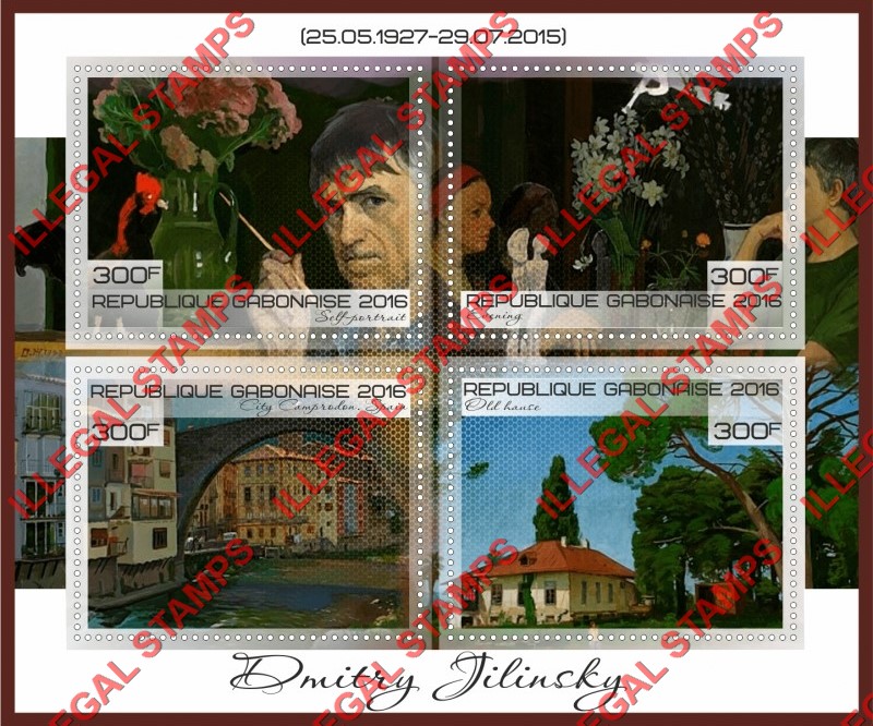 Gabon 2016 Paintings by Dmitry Zhilinsky Illegal Stamp Souvenir Sheet of 4 Gabon 2016 Paintings by Dmitry Zhilinsky Illegal Stamp Souvenir Sheet of 4