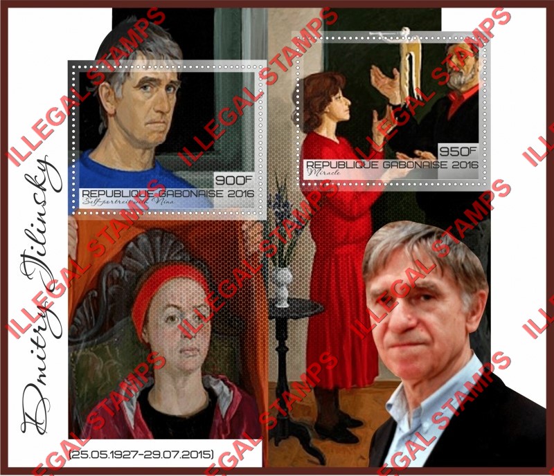 Gabon 2016 Paintings by Dmitry Zhilinsky Illegal Stamp Souvenir Sheet of 2 Gabon 2016 Paintings by Dmitry Zhilinsky Illegal Stamp Souvenir Sheet of 2