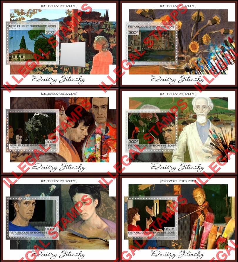 Gabon 2016 Paintings by Dmitry Zhilinsky Illegal Stamp Souvenir Sheets of 1 Gabon 2016 Paintings by Dmitry Zhilinsky Illegal Stamp Souvenir Sheets of 1