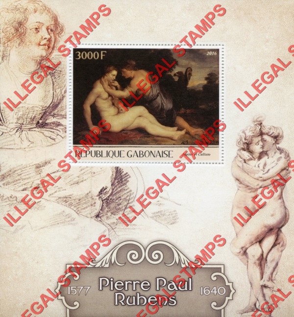 Gabon 2016 Paintings by Rubens Illegal Stamp Souvenir Sheet of 1 Gabon 2016 Paintings by Rubens Illegal Stamp Souvenir Sheet of 1