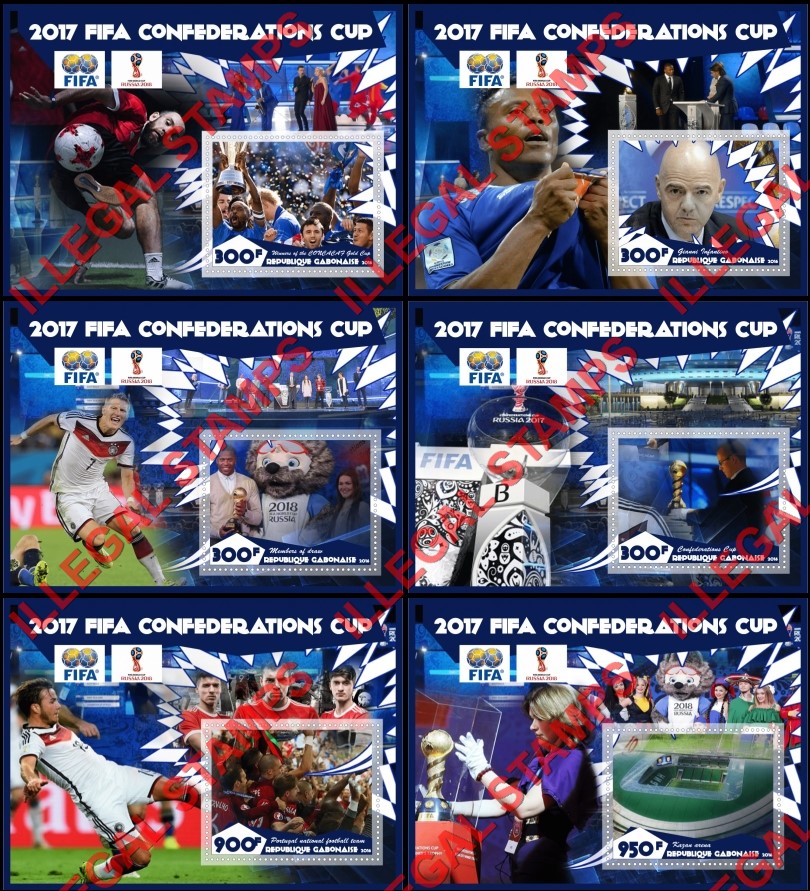 Gabon 2016 Soccer FIFA Cofederation Cup 2017 Illegal Stamp Souvenir Sheets of 1 Gabon 2016 Soccer FIFA Cofederation Cup 2017 Illegal Stamp Souvenir Sheets of 1