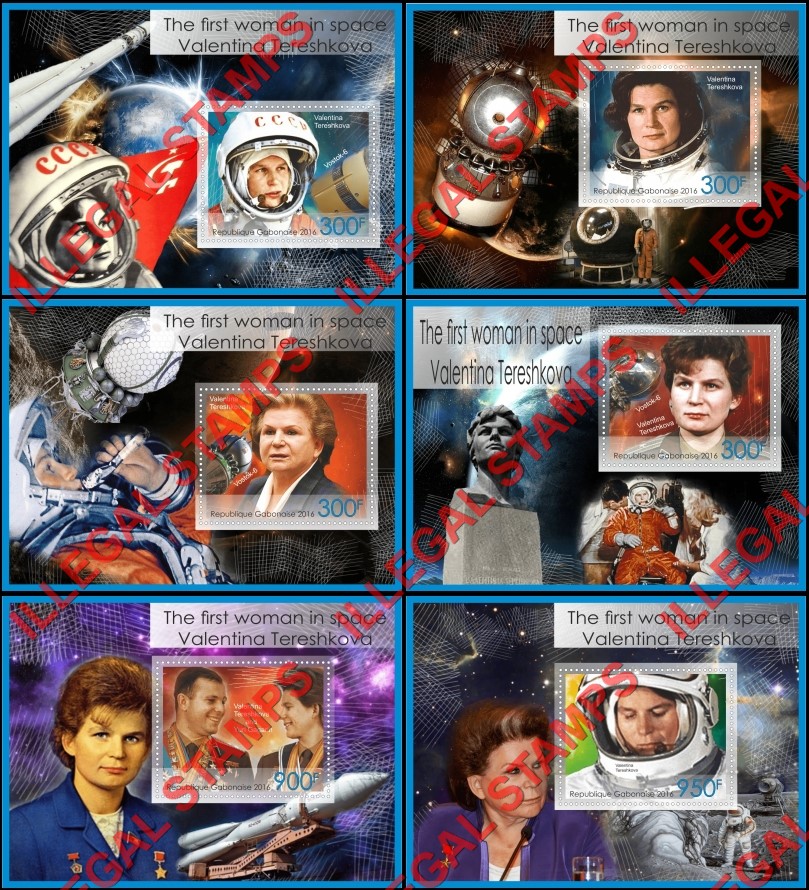 Gabon 2016 Space The First Woman in Space Valentina Tereshkova Illegal Stamp Souvenir Sheets of 1 Gabon 2016 Space The First Woman in Space Valentina Tereshkova Illegal Stamp Souvenir Sheets of 1