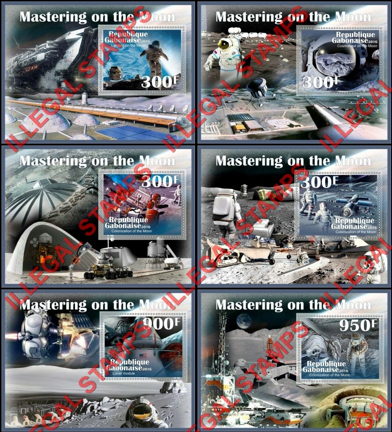 Gabon 2016 Space Mastering on the Moon Illegal Stamp Souvenir Sheets of 1 Gabon 2016 Space Mastering on the Moon Illegal Stamp Souvenir Sheets of 1