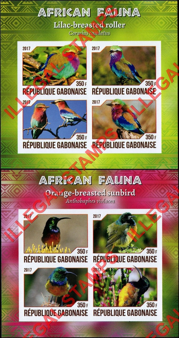 Gabon 2017 African Fauna Birds Illegal Stamp Souvenir Sheets of 4 (Part 2) Gabon 2017 African Fauna Birds Illegal Stamp Souvenir Sheets of 4 (Part 2)