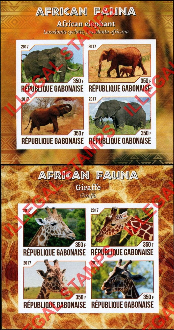 Gabon 2017 African Fauna Illegal Stamp Souvenir Sheets of 4 (Part 2) Gabon 2017 African Fauna Illegal Stamp Souvenir Sheets of 4 (Part 2)