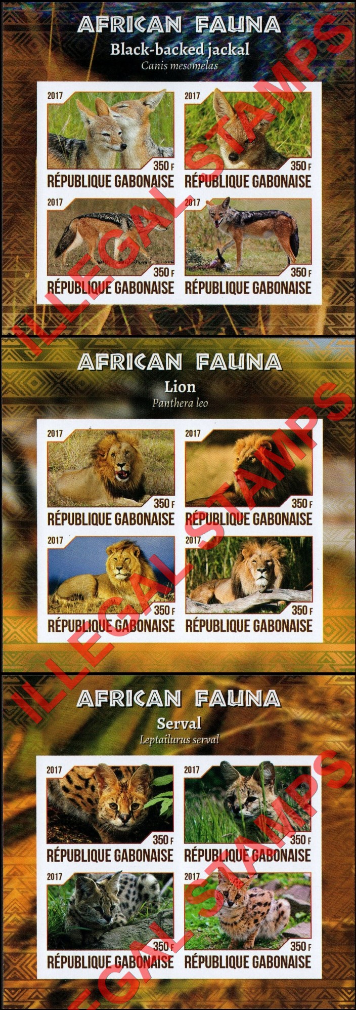 Gabon 2017 African Fauna Illegal Stamp Souvenir Sheets of 4 (Part 3) Gabon 2017 African Fauna Illegal Stamp Souvenir Sheets of 4 (Part 3)