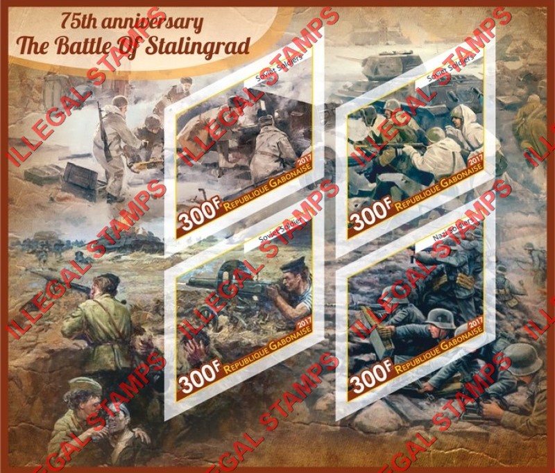 Gabon 2017 Battle of Stalingrad Illegal Stamp Souvenir Sheet of 4 Gabon 2017 Battle of Stalingrad Illegal Stamp Souvenir Sheet of 4