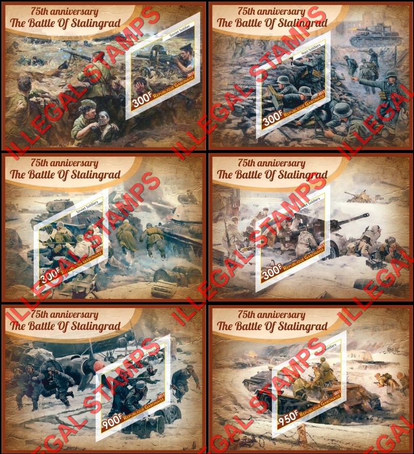 Gabon 2017 Battle of Stalingrad Illegal Stamp Souvenir Sheets of 1 Gabon 2017 Battle of Stalingrad Illegal Stamp Souvenir Sheets of 1