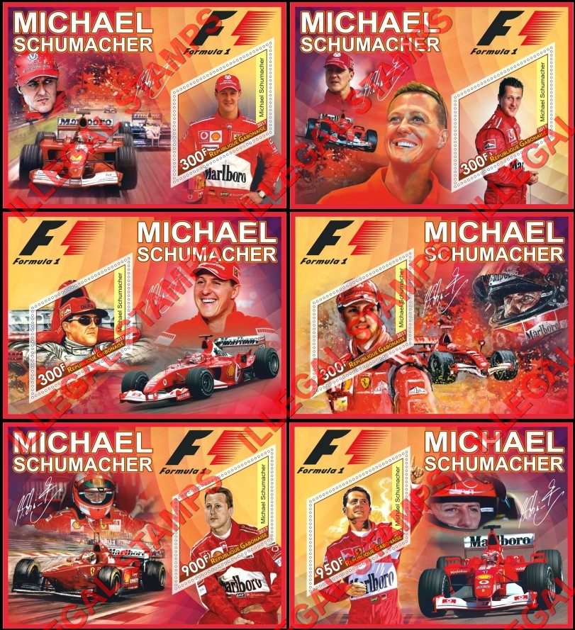 Gabon 2017 Formula I Michael Schumacher Illegal Stamp Souvenir Sheets of 1 Gabon 2017 Formula I Michael Schumacher Illegal Stamp Souvenir Sheets of 1