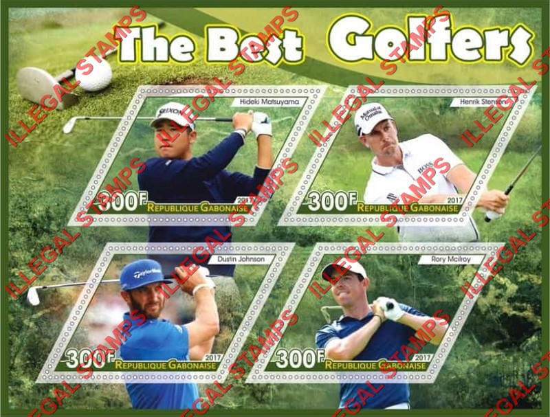 Gabon 2017 The Best Golfers Illegal Stamp Souvenir Sheet of 4 Gabon 2017 The Best Golfers Illegal Stamp Souvenir Sheet of 4