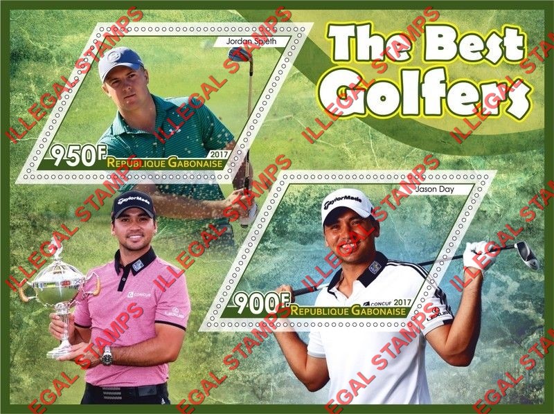 Gabon 2017 The Best Golfers Illegal Stamp Souvenir Sheet of 2 Gabon 2017 The Best Golfers Illegal Stamp Souvenir Sheet of 2