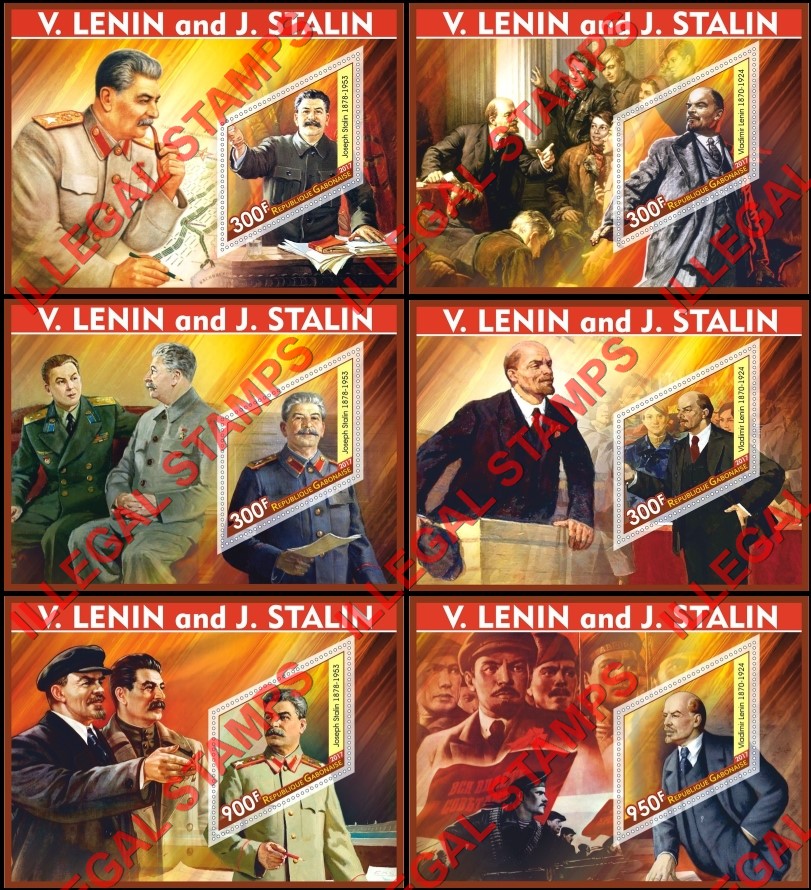 Gabon 2017 Lenin and Stalin Illegal Stamp Souvenir Sheets of 1 Gabon 2017 Lenin and Stalin Illegal Stamp Souvenir Sheets of 1